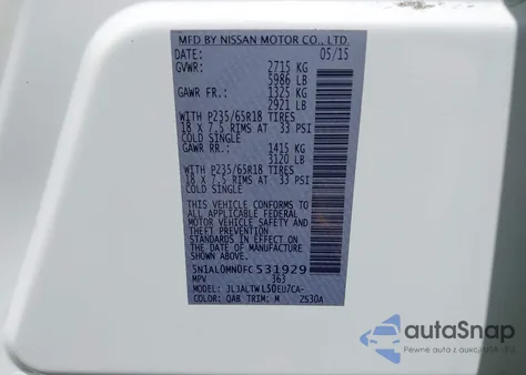 2015 Infiniti Qx60 из США, поврежденный, VIN 5N1AL0MN0FC531929